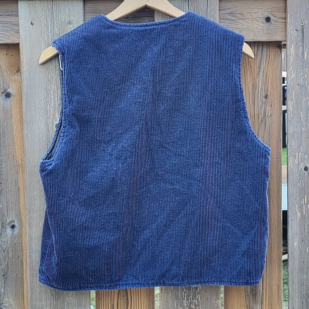 UNIQUE Vintage Razzle Dazzle Inc. BLUE Corduroy Vest Full Zip Women's Size M 90s - Picture 4 of 4